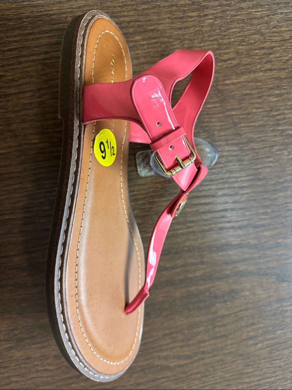 Tommy Hilfiger Coral Pink T-Strap Logo Slingback Sandals - Picture 4 of 8